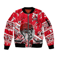 Personalized Canada Hockey Helmet Sleeve Zip Bomber Jacket Maple Leaf Pattern