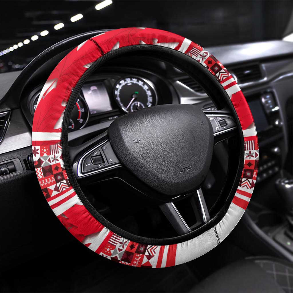 Canada Hockey Helmet Steering Wheel Cover Maple Leaf Pattern