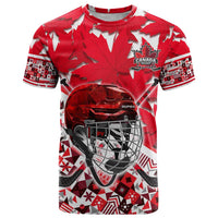Personalized Canada Hockey Helmet T Shirt Maple Leaf Pattern