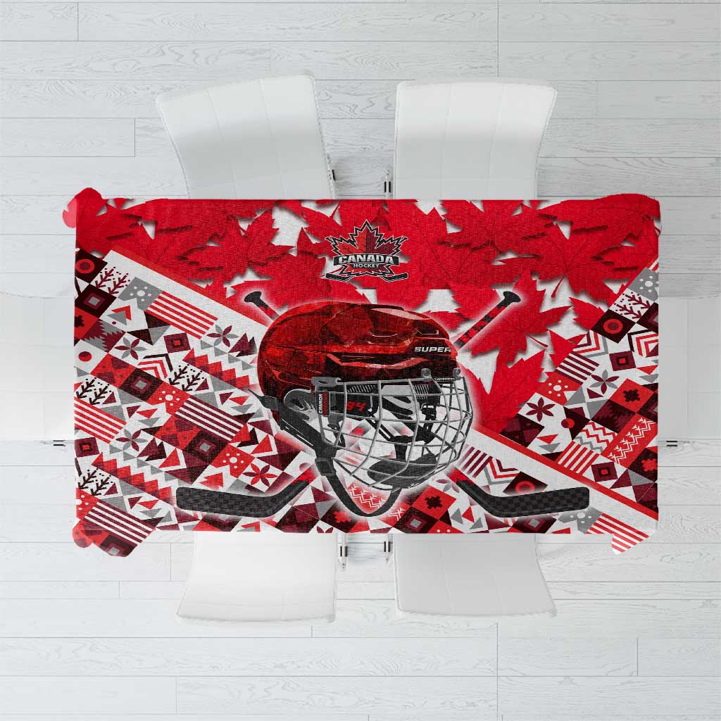 Canada Hockey Helmet Tablecloth Maple Leaf Pattern