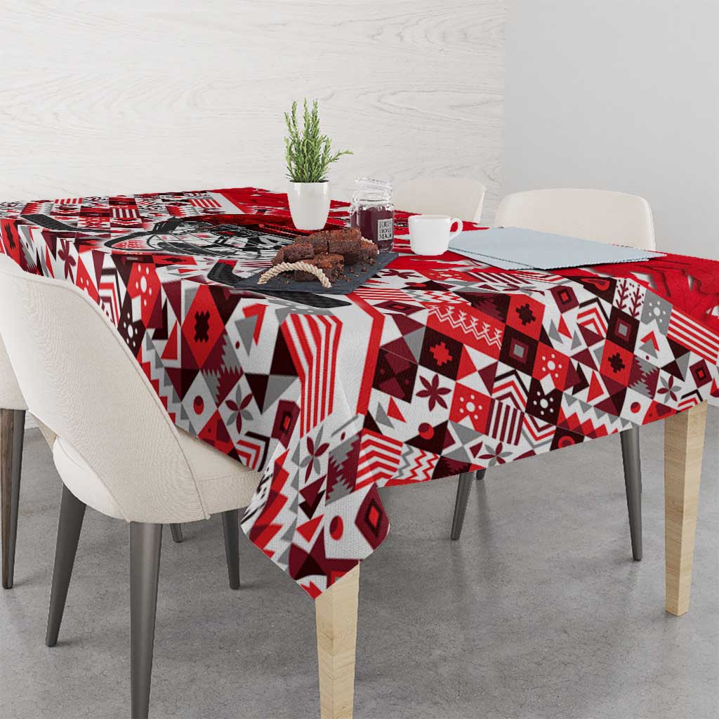 Canada Hockey Helmet Tablecloth Maple Leaf Pattern
