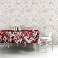 Canada Hockey Helmet Tablecloth Maple Leaf Pattern