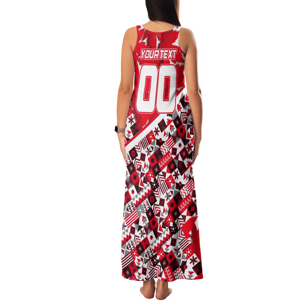 Personalized Canada Hockey Helmet Tank Maxi Dress Maple Leaf Pattern