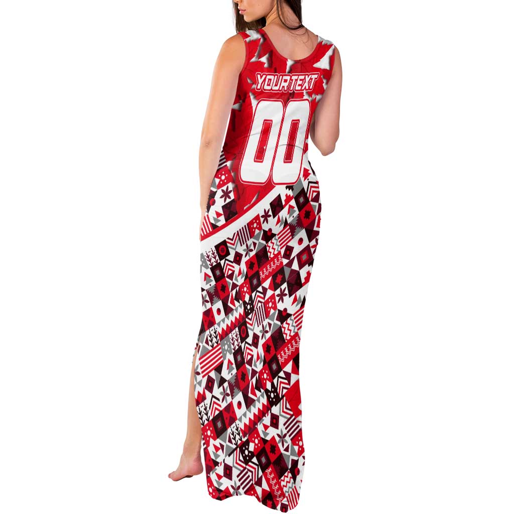 Personalized Canada Hockey Helmet Tank Maxi Dress Maple Leaf Pattern