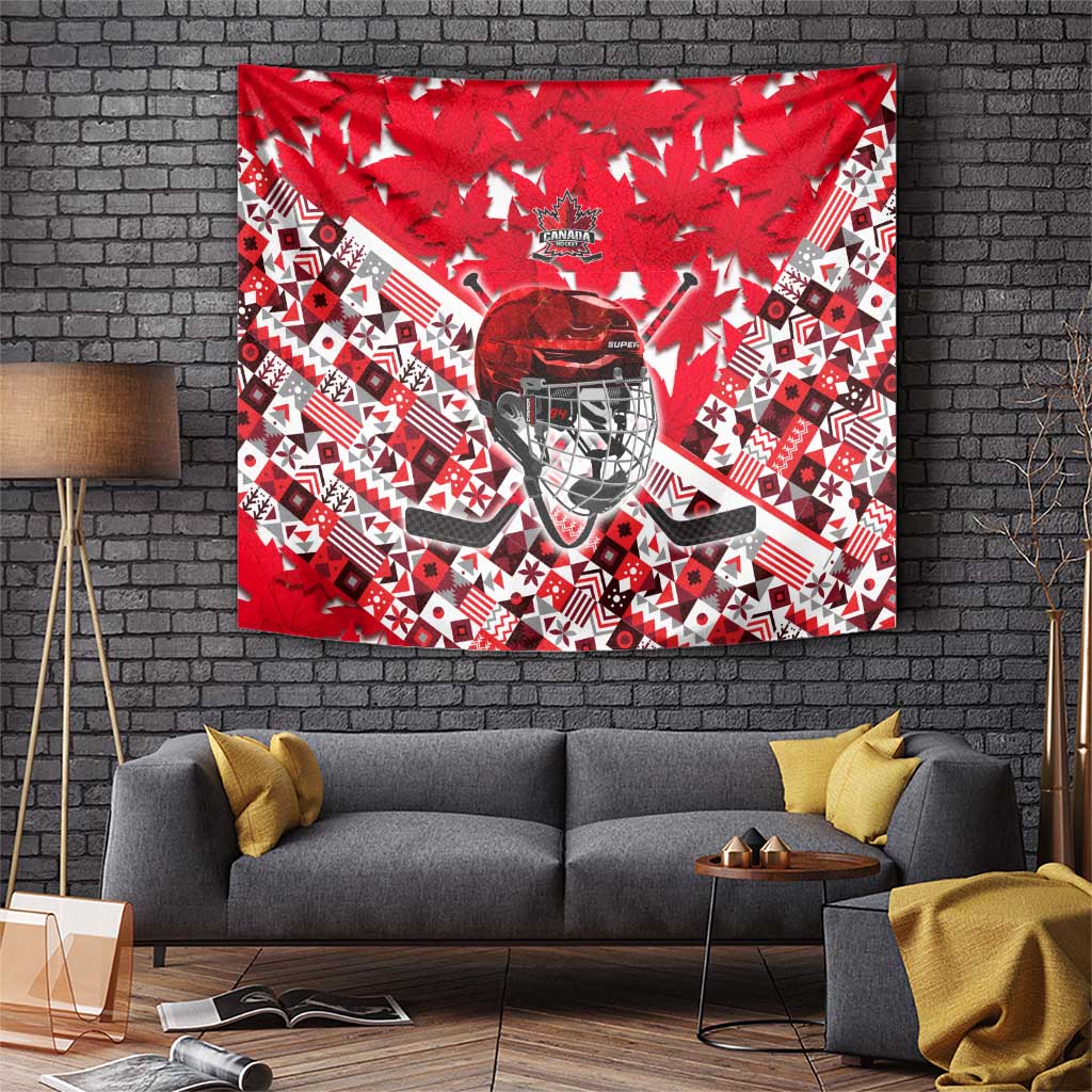 Canada Hockey Helmet Tapestry Maple Leaf Pattern