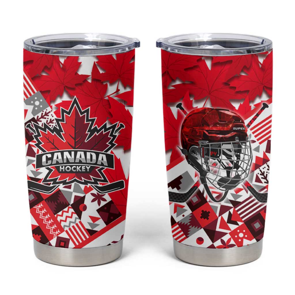 Canada Hockey Helmet Tumbler Cup Maple Leaf Pattern