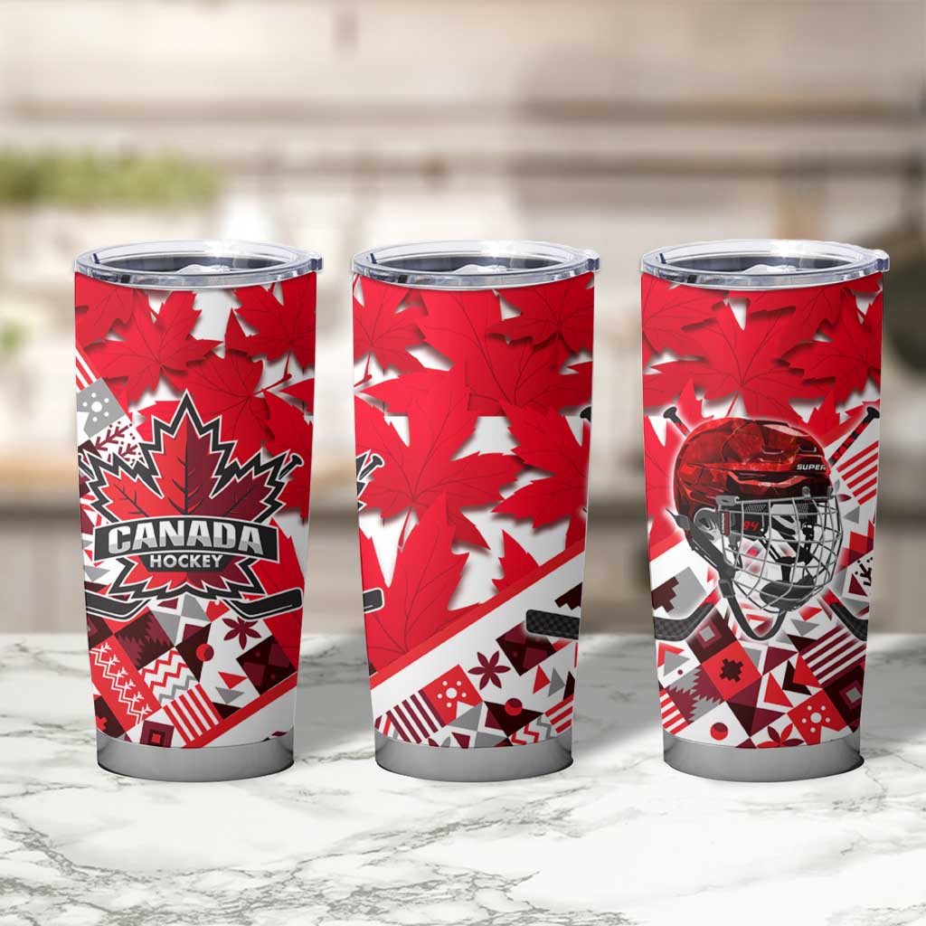 Canada Hockey Helmet Tumbler Cup Maple Leaf Pattern