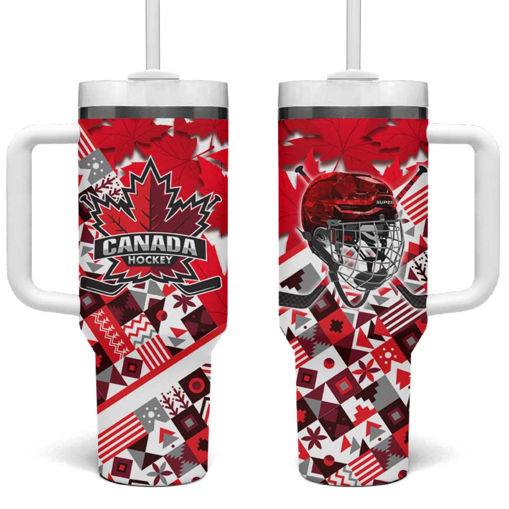 Canada Hockey Helmet Tumbler With Handle Maple Leaf Pattern
