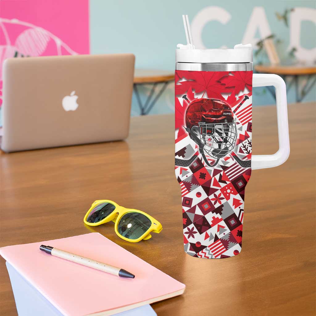 Canada Hockey Helmet Tumbler With Handle Maple Leaf Pattern