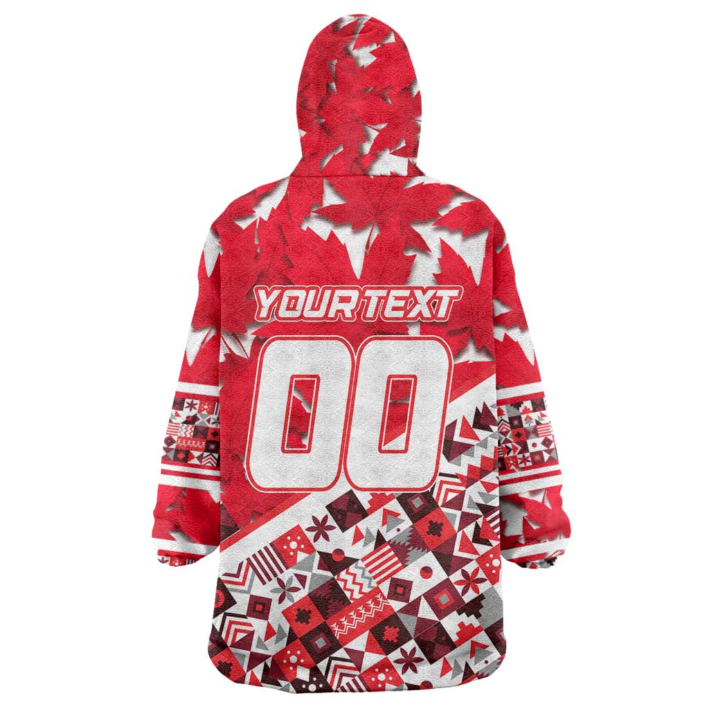 Personalized Canada Hockey Helmet Wearable Blanket Hoodie Maple Leaf Pattern