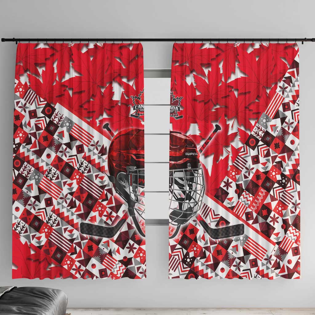 Canada Hockey Helmet Window Curtain Maple Leaf Pattern