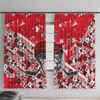Canada Hockey Helmet Window Curtain Maple Leaf Pattern