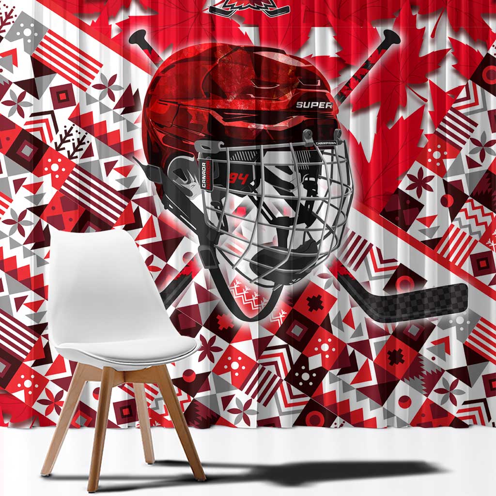 Canada Hockey Helmet Window Curtain Maple Leaf Pattern