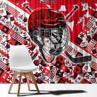 Canada Hockey Helmet Window Curtain Maple Leaf Pattern