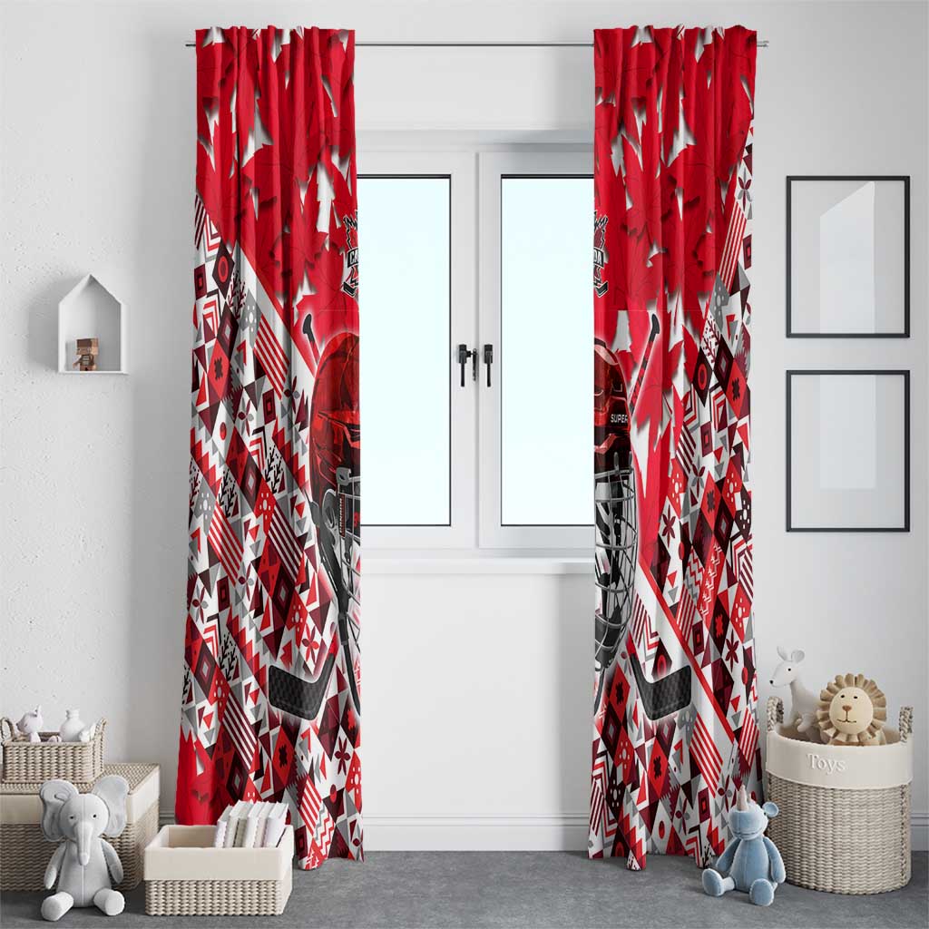 Canada Hockey Helmet Window Curtain Maple Leaf Pattern