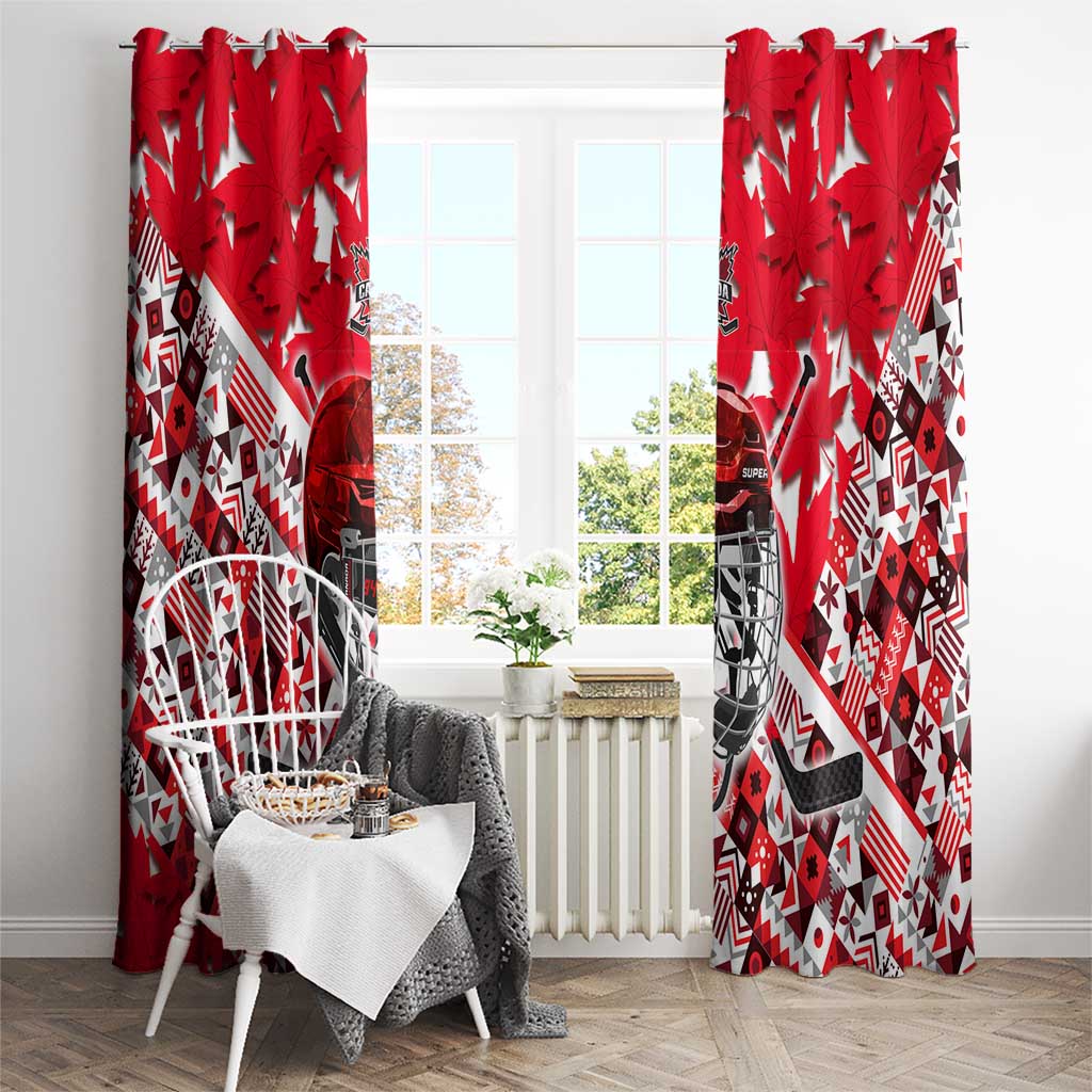 Canada Hockey Helmet Window Curtain Maple Leaf Pattern