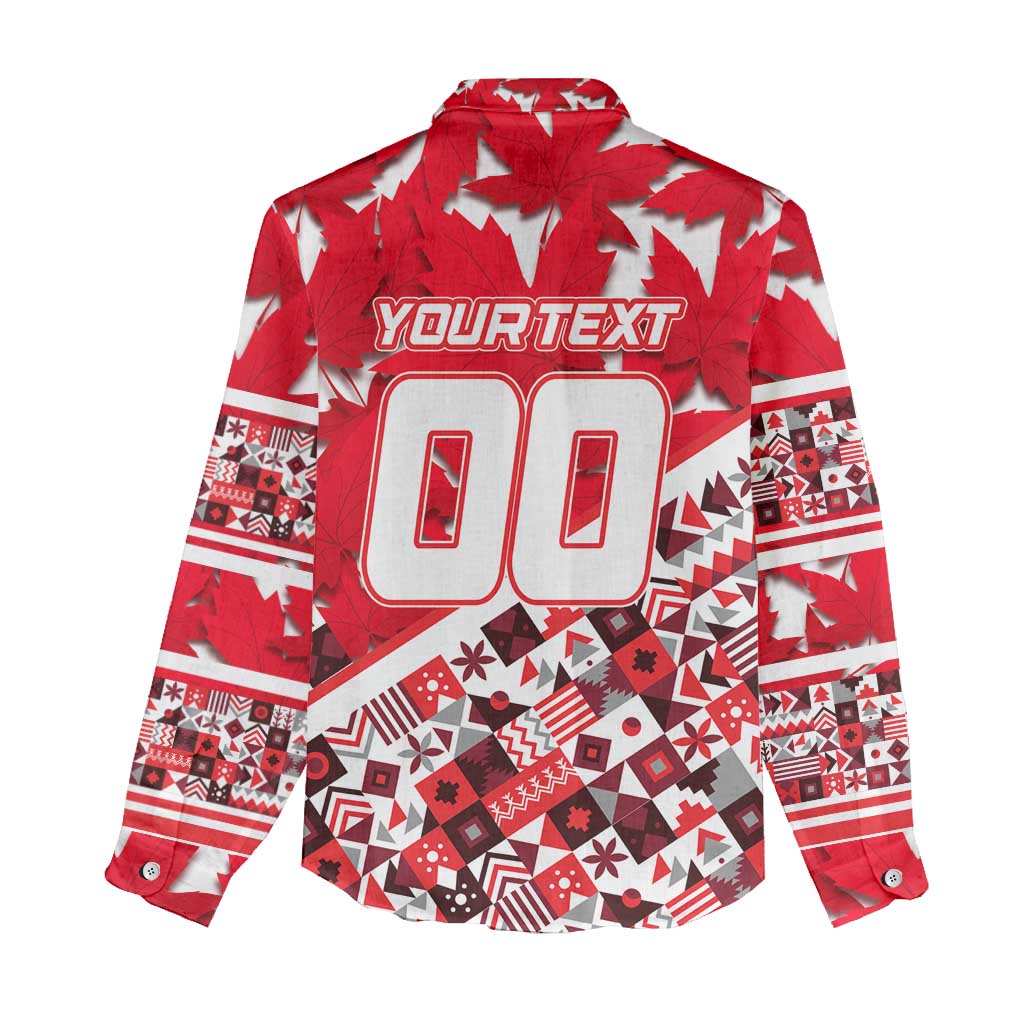 Personalized Canada Hockey Helmet Women Casual Shirt Maple Leaf Pattern