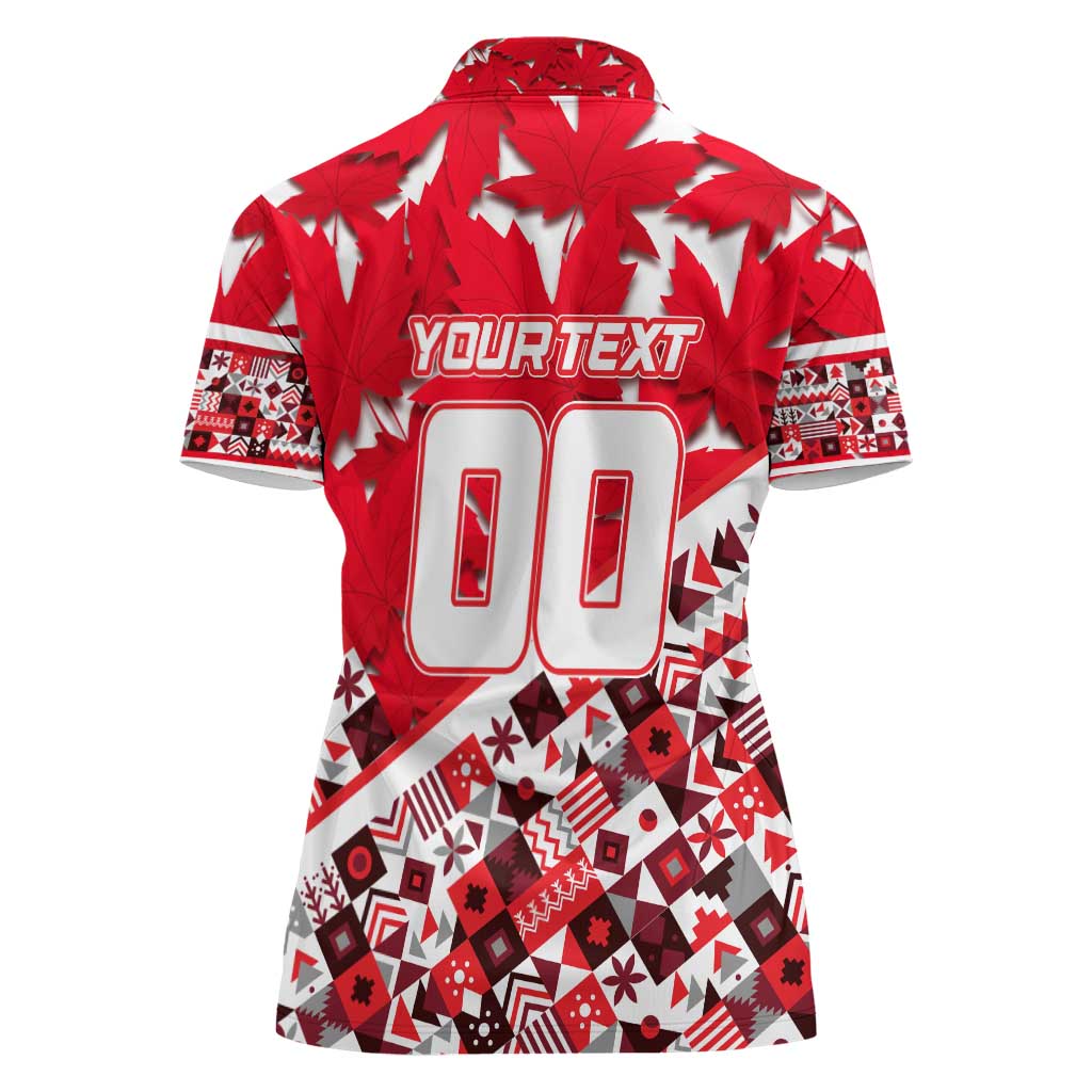 Personalized Canada Hockey Helmet Women Polo Shirt Maple Leaf Pattern