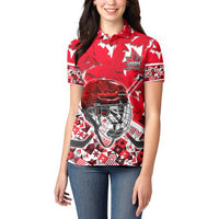 Personalized Canada Hockey Helmet Women Polo Shirt Maple Leaf Pattern