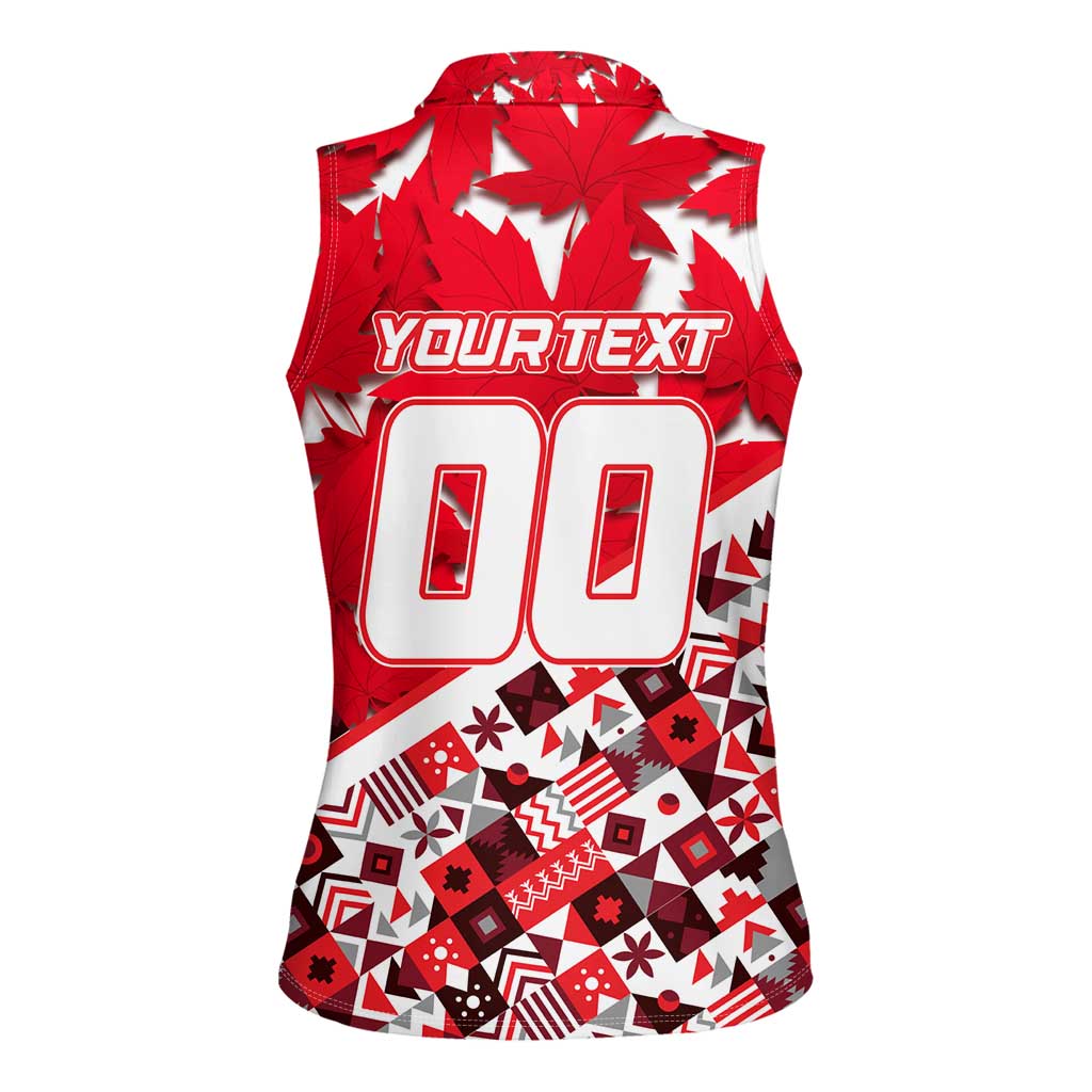 Personalized Canada Hockey Helmet Women Sleeveless Polo Shirt Maple Leaf Pattern