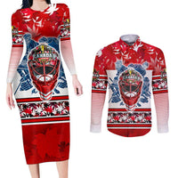 Personalized Canada Elite Hockey Couples Matching Long Sleeve Bodycon Dress and Long Sleeve Button Shirt Champions Spirit