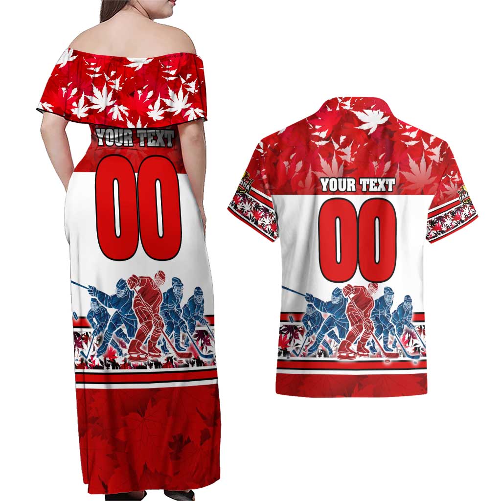 Personalized Canada Elite Hockey Couples Matching Off Shoulder Maxi Dress and Hawaiian Shirt Champions Spirit