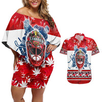 Personalized Canada Elite Hockey Couples Matching Off Shoulder Short Dress and Hawaiian Shirt Champions Spirit