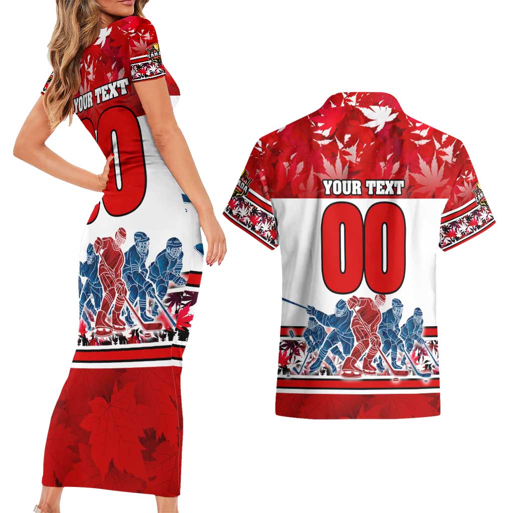 Personalized Canada Elite Hockey Couples Matching Short Sleeve Bodycon Dress and Hawaiian Shirt Champions Spirit