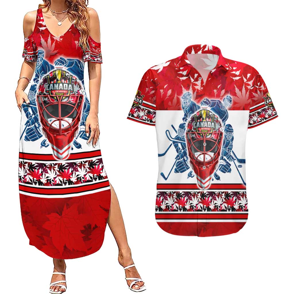 Personalized Canada Elite Hockey Couples Matching Summer Maxi Dress and Hawaiian Shirt Champions Spirit