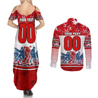 Personalized Canada Elite Hockey Couples Matching Summer Maxi Dress and Long Sleeve Button Shirt Champions Spirit