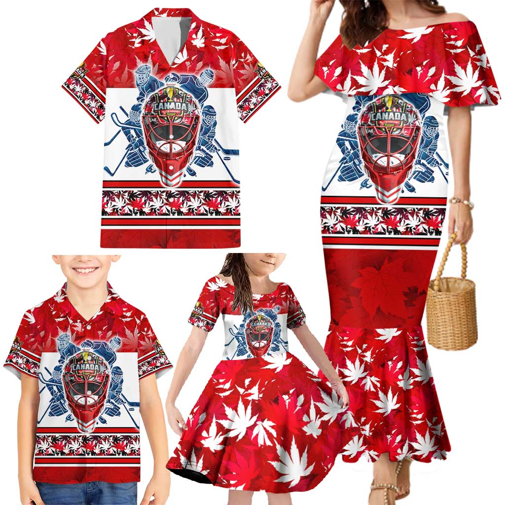 Personalized Canada Elite Hockey Family Matching Mermaid Dress and Hawaiian Shirt Champions Spirit