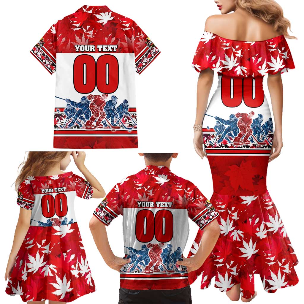 Personalized Canada Elite Hockey Family Matching Mermaid Dress and Hawaiian Shirt Champions Spirit