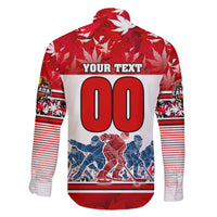 Personalized Canada Elite Hockey Family Matching Off The Shoulder Long Sleeve Dress and Hawaiian Shirt Champions Spirit