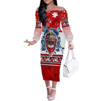 Personalized Canada Elite Hockey Family Matching Off The Shoulder Long Sleeve Dress and Hawaiian Shirt Champions Spirit