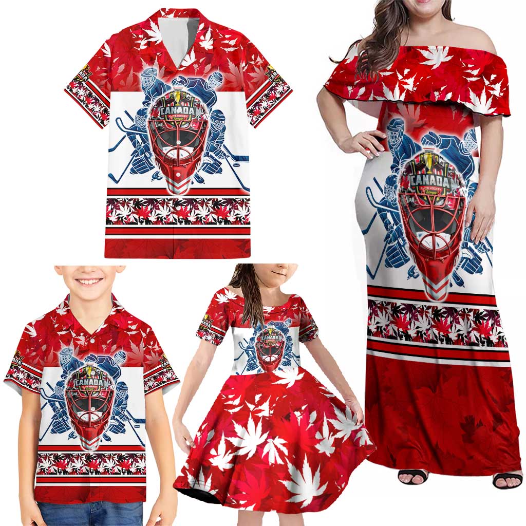 Personalized Canada Elite Hockey Family Matching Off Shoulder Maxi Dress and Hawaiian Shirt Champions Spirit