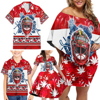 Personalized Canada Elite Hockey Family Matching Off Shoulder Short Dress and Hawaiian Shirt Champions Spirit