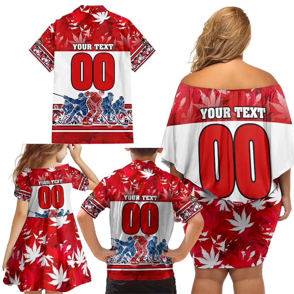 Personalized Canada Elite Hockey Family Matching Off Shoulder Short Dress and Hawaiian Shirt Champions Spirit
