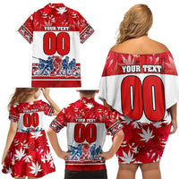 Personalized Canada Elite Hockey Family Matching Off Shoulder Short Dress and Hawaiian Shirt Champions Spirit