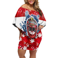 Personalized Canada Elite Hockey Family Matching Off Shoulder Short Dress and Hawaiian Shirt Champions Spirit