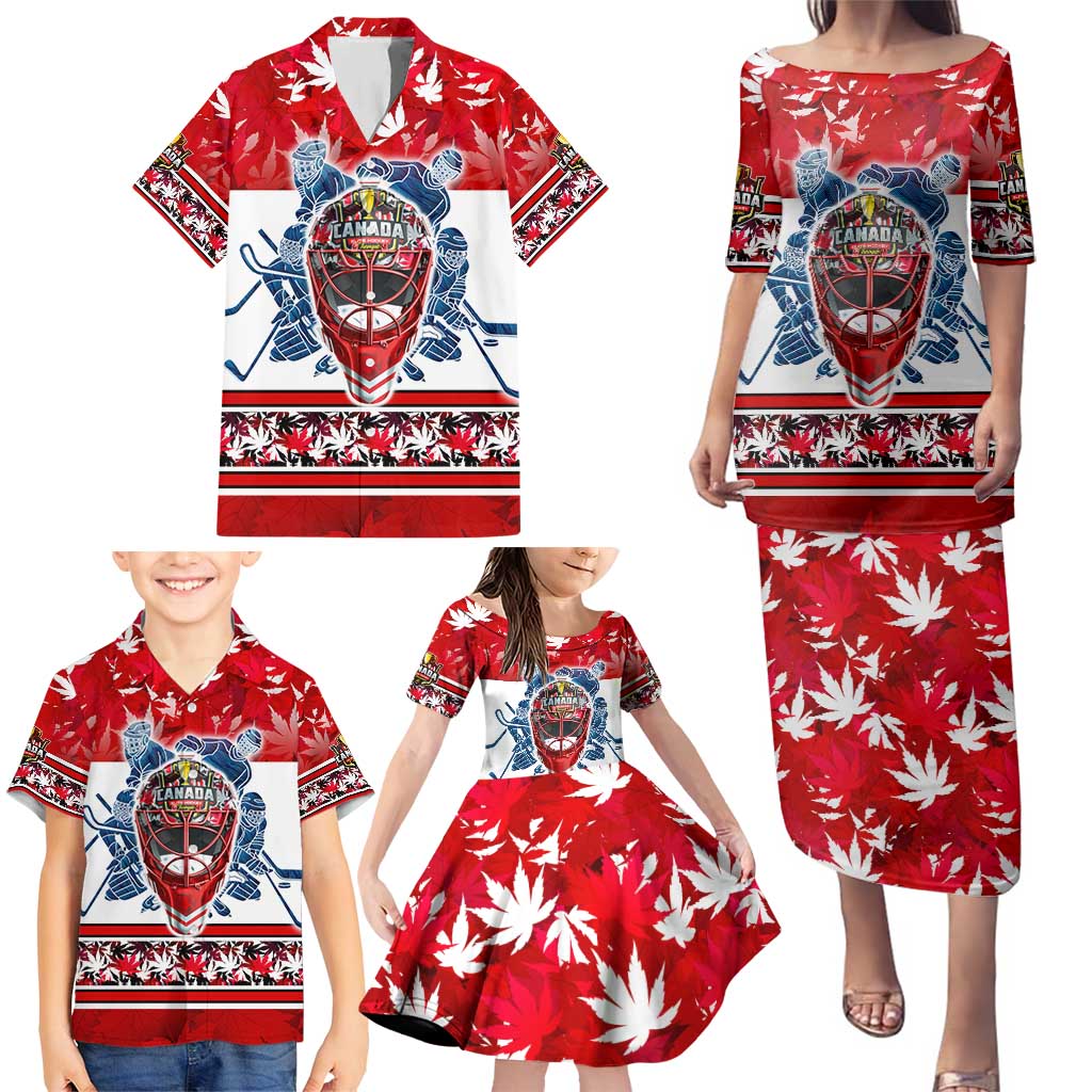 Personalized Canada Elite Hockey Family Matching Puletasi and Hawaiian Shirt Champions Spirit