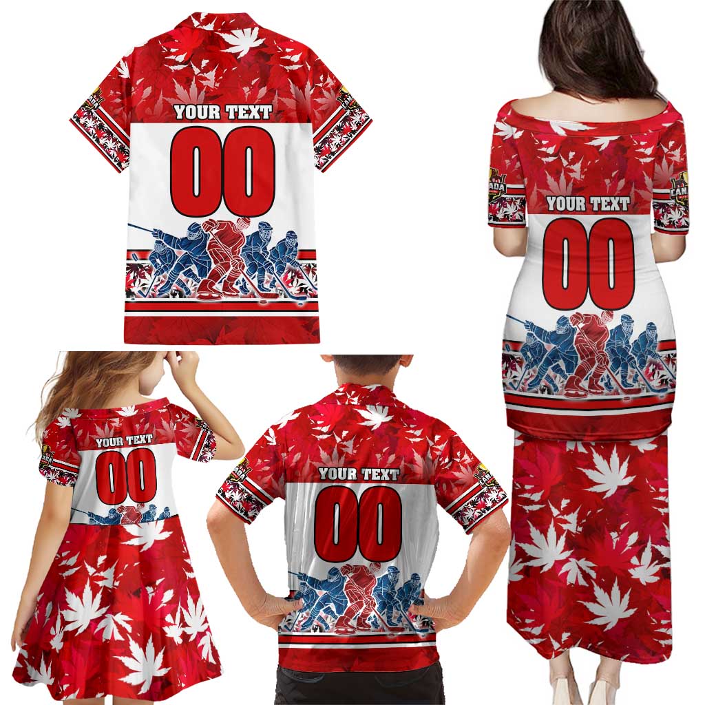 Personalized Canada Elite Hockey Family Matching Puletasi and Hawaiian Shirt Champions Spirit