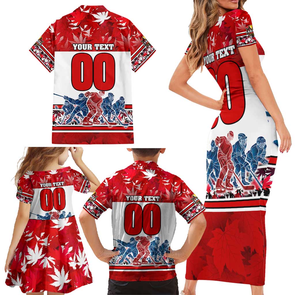 Personalized Canada Elite Hockey Family Matching Short Sleeve Bodycon Dress and Hawaiian Shirt Champions Spirit