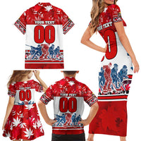 Personalized Canada Elite Hockey Family Matching Short Sleeve Bodycon Dress and Hawaiian Shirt Champions Spirit