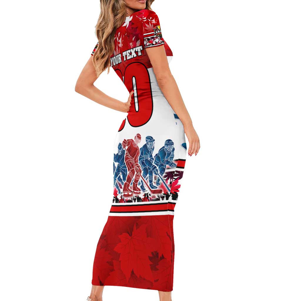 Personalized Canada Elite Hockey Family Matching Short Sleeve Bodycon Dress and Hawaiian Shirt Champions Spirit