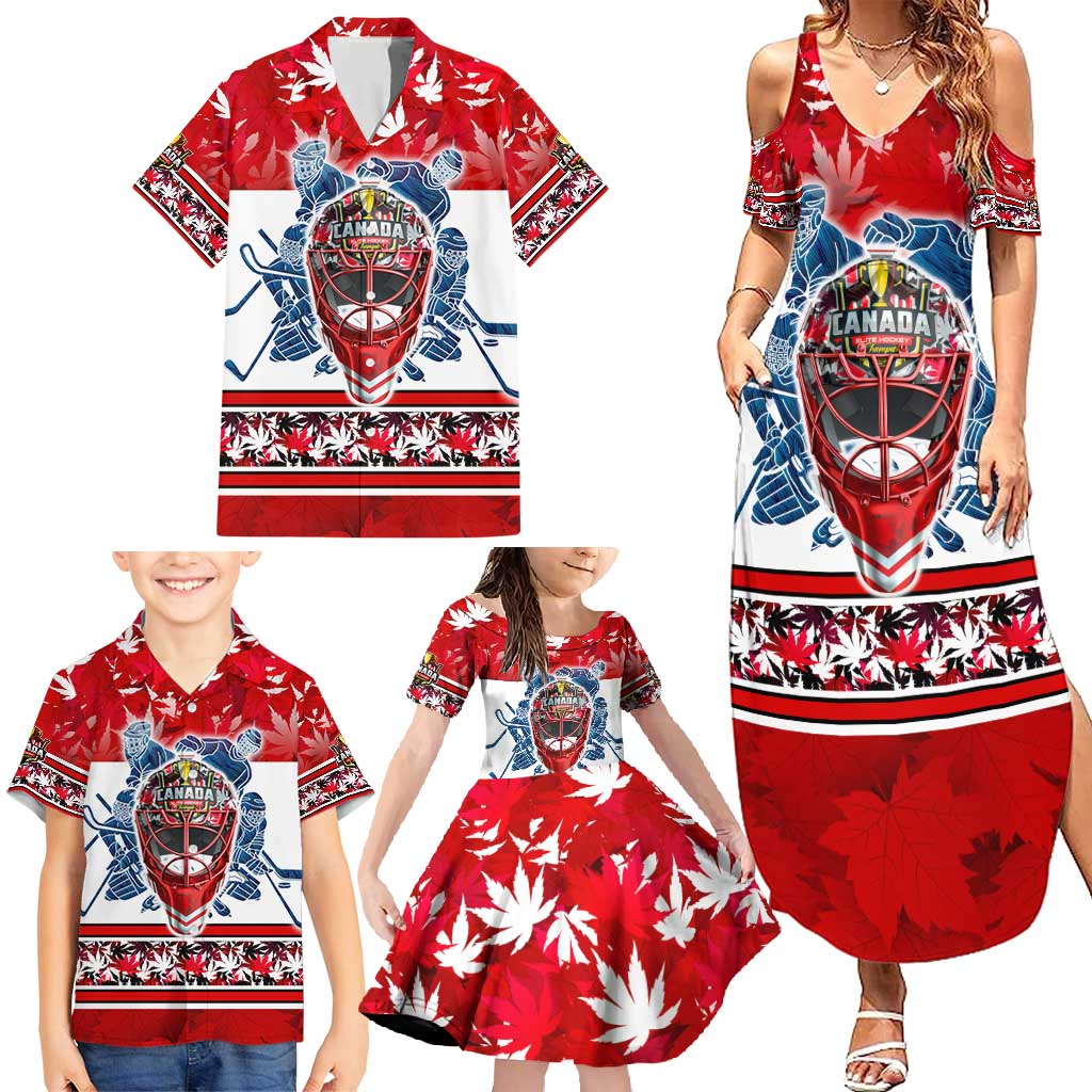 Personalized Canada Elite Hockey Family Matching Summer Maxi Dress and Hawaiian Shirt Champions Spirit