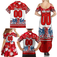 Personalized Canada Elite Hockey Family Matching Summer Maxi Dress and Hawaiian Shirt Champions Spirit