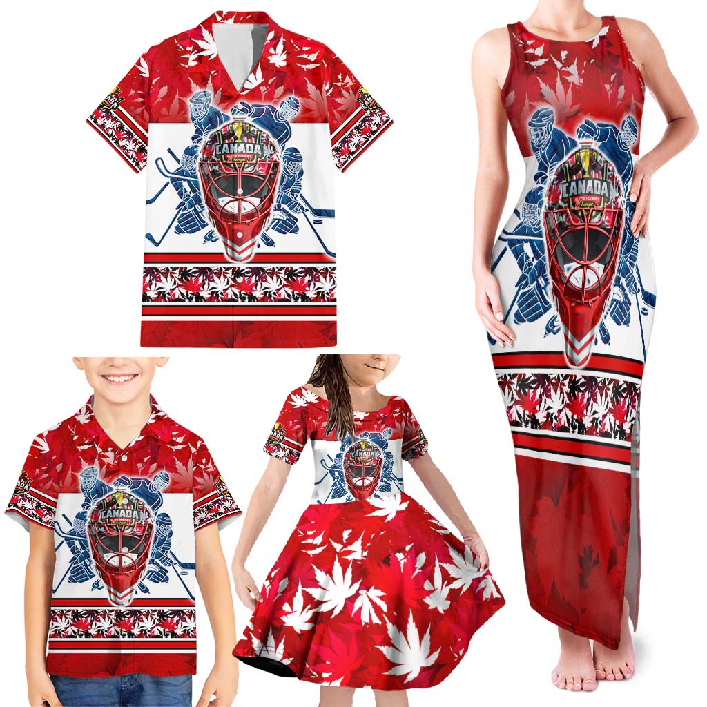 Personalized Canada Elite Hockey Family Matching Tank Maxi Dress and Hawaiian Shirt Champions Spirit