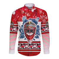 Personalized Canada Elite Hockey Long Sleeve Button Shirt Champions Spirit