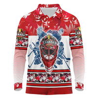 Personalized Canada Elite Hockey Long Sleeve Polo Shirt Champions Spirit