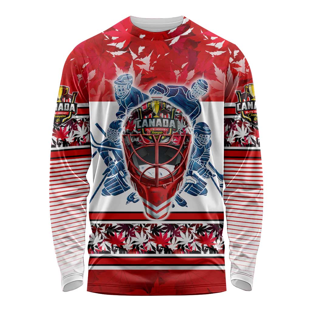 Personalized Canada Elite Hockey Long Sleeve Shirt Champions Spirit